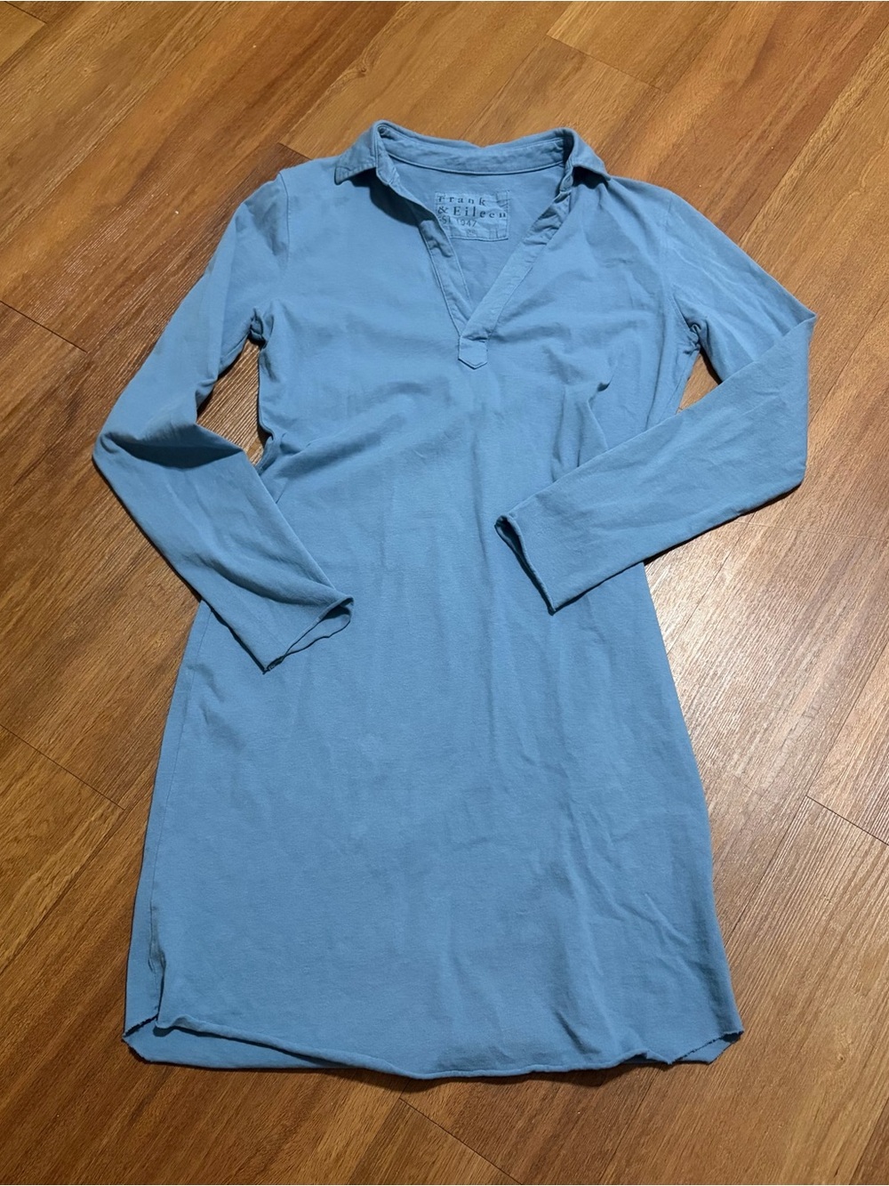 Frank and Eileen Nicole Henley Dress Dusty Blue Size XS 100% Cotton Midi EUC